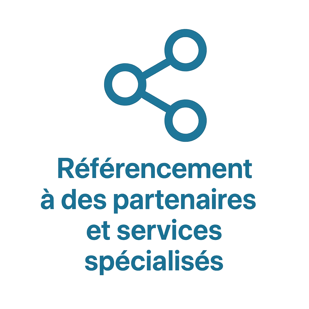 Référencement à des partenaires et services spécialisés : Nous facilitons votre accès à un réseau d’experts et de partenaires pour vous aider à maximiser votre potentiel.